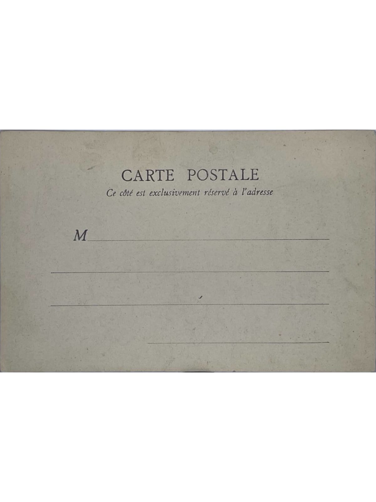 Verso de la carte postale
