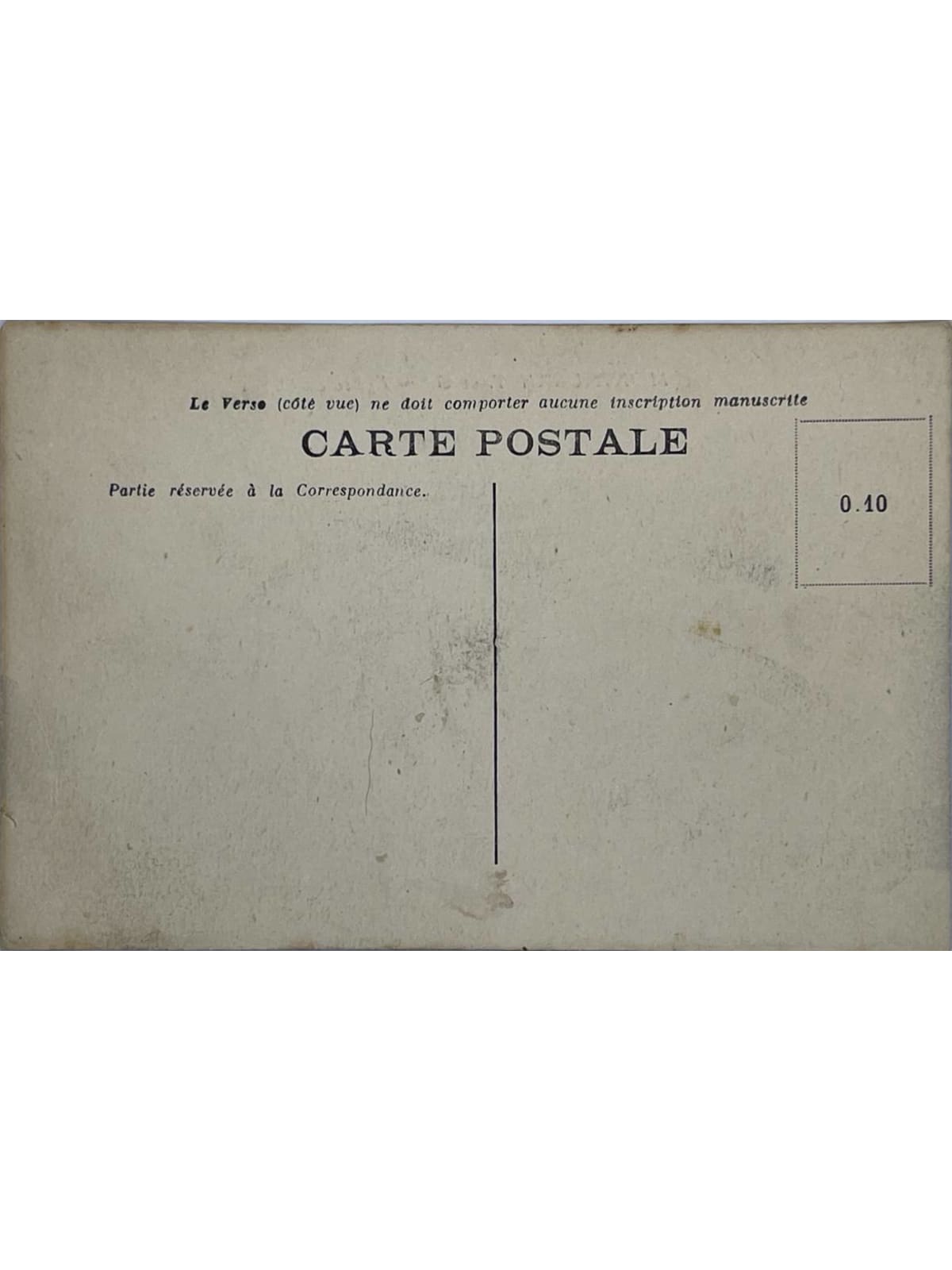 Verso de la carte postale