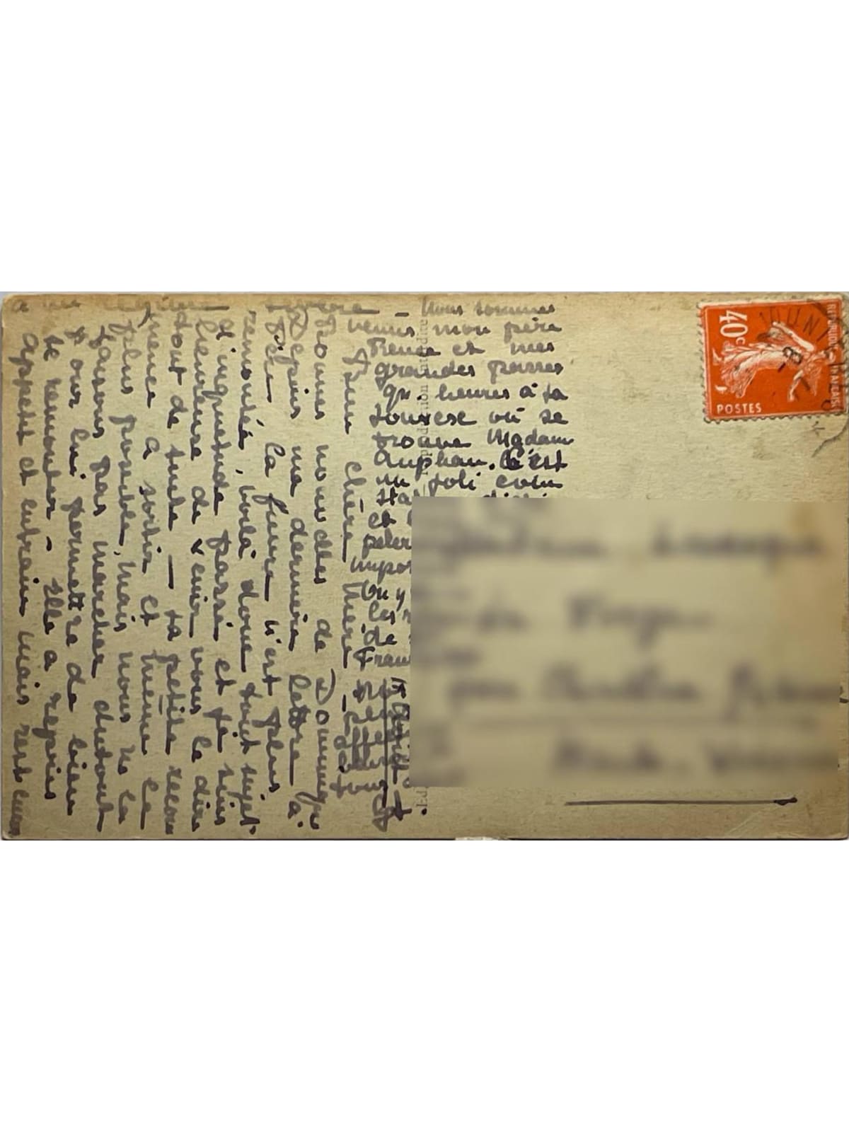 Verso de la carte postale