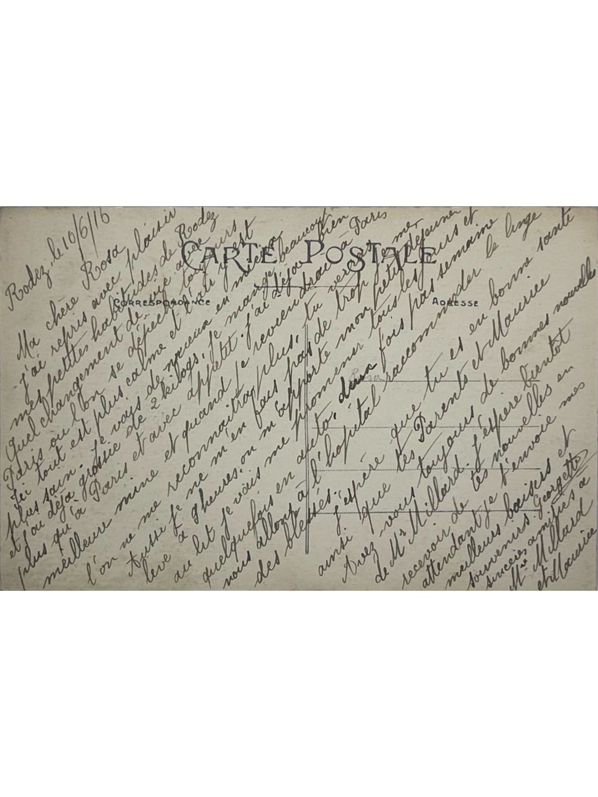 Verso de la carte postale
