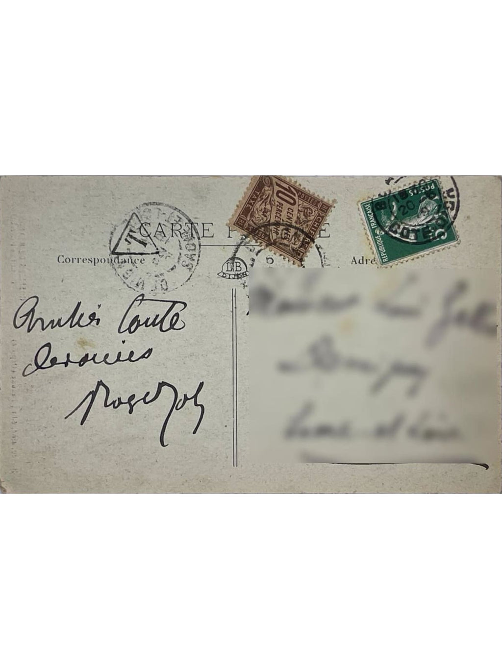 Verso de la carte postale