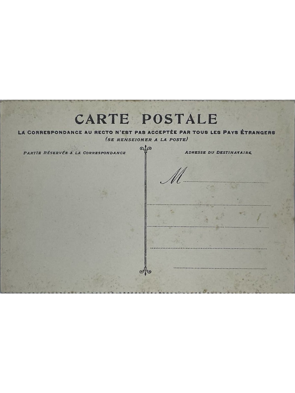 Verso de la carte postale