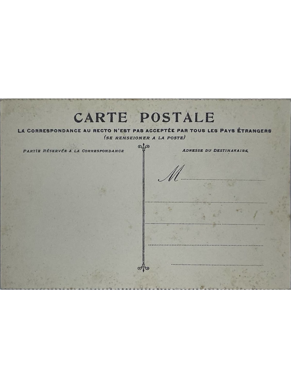 Verso de la carte postale