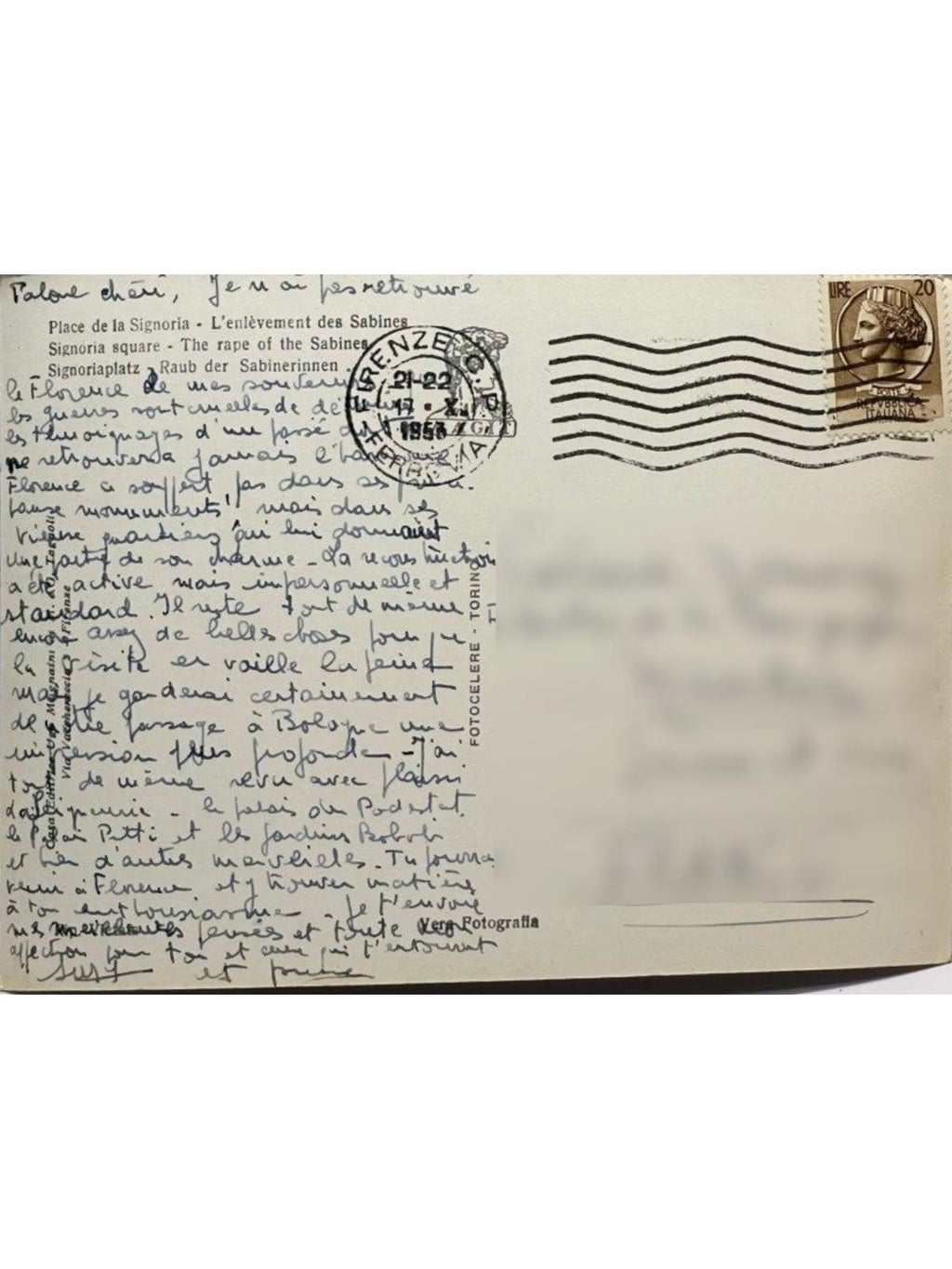 Verso de la carte postale