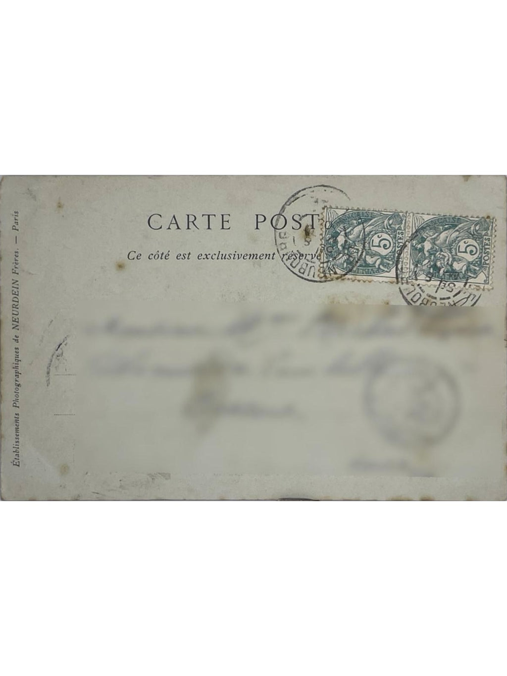 Verso de la carte postale