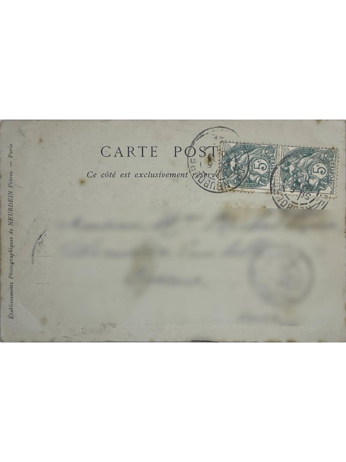 Verso de la carte postale