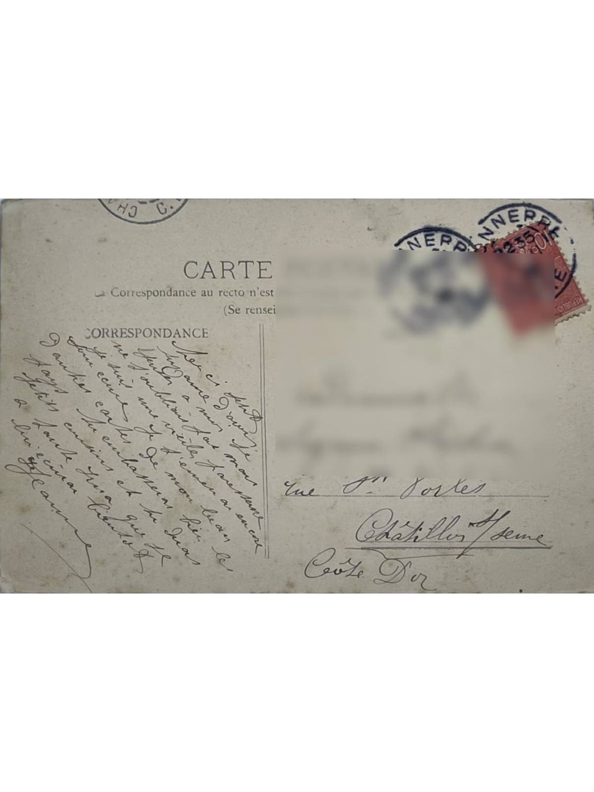 Verso de la carte postale