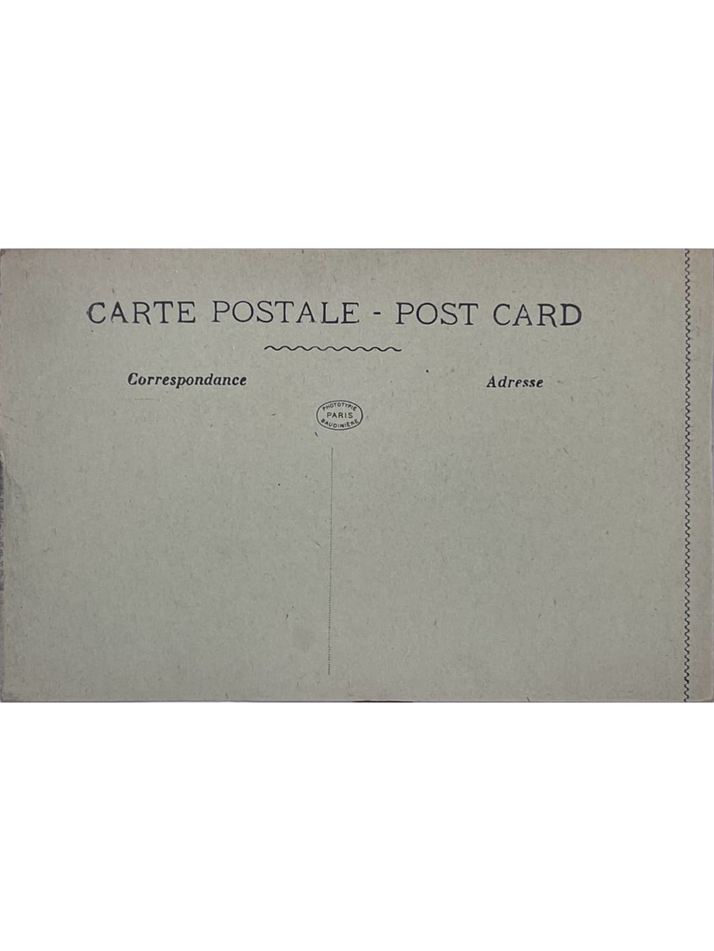 Verso de la carte postale