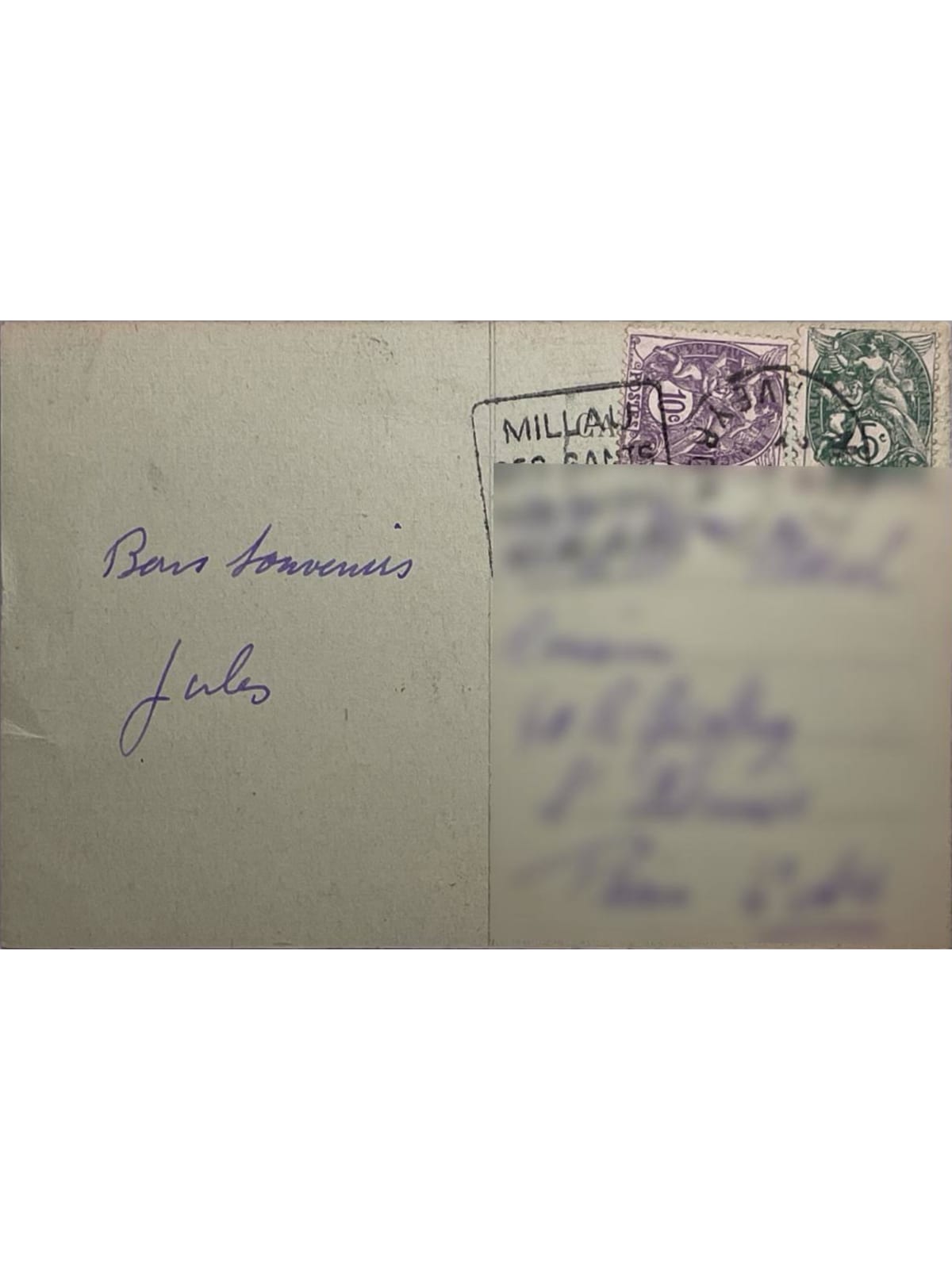 Verso de la carte postale