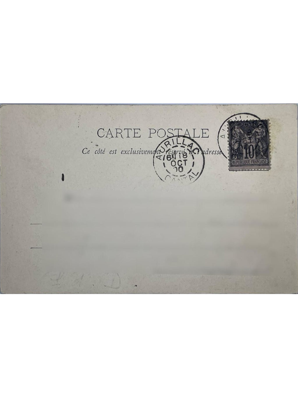 Verso de la carte postale