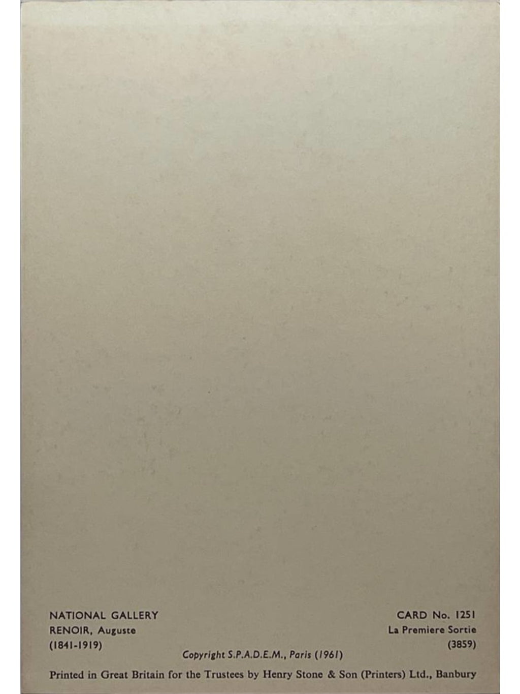 Verso de la carte postale