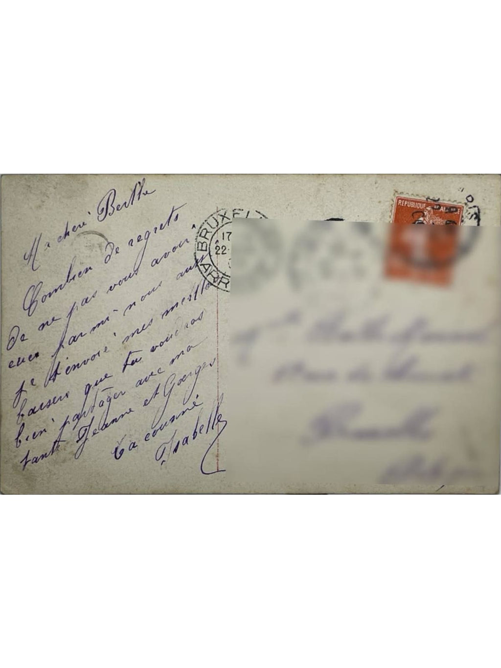 Verso de la carte postale