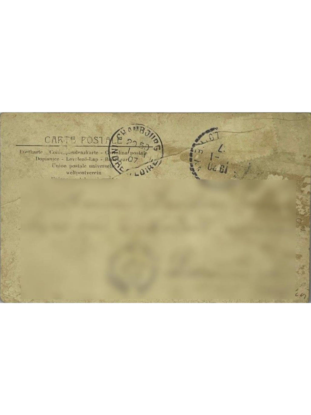 Verso de la carte postale