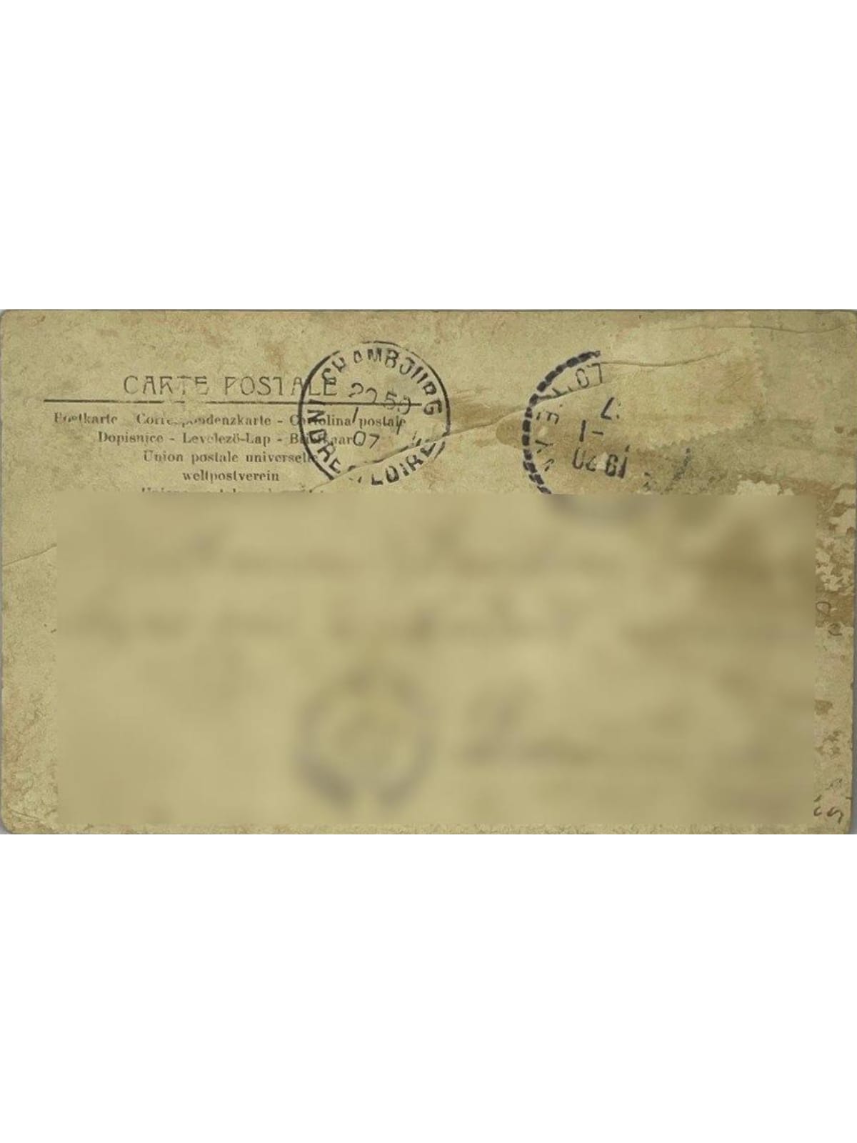 Verso de la carte postale