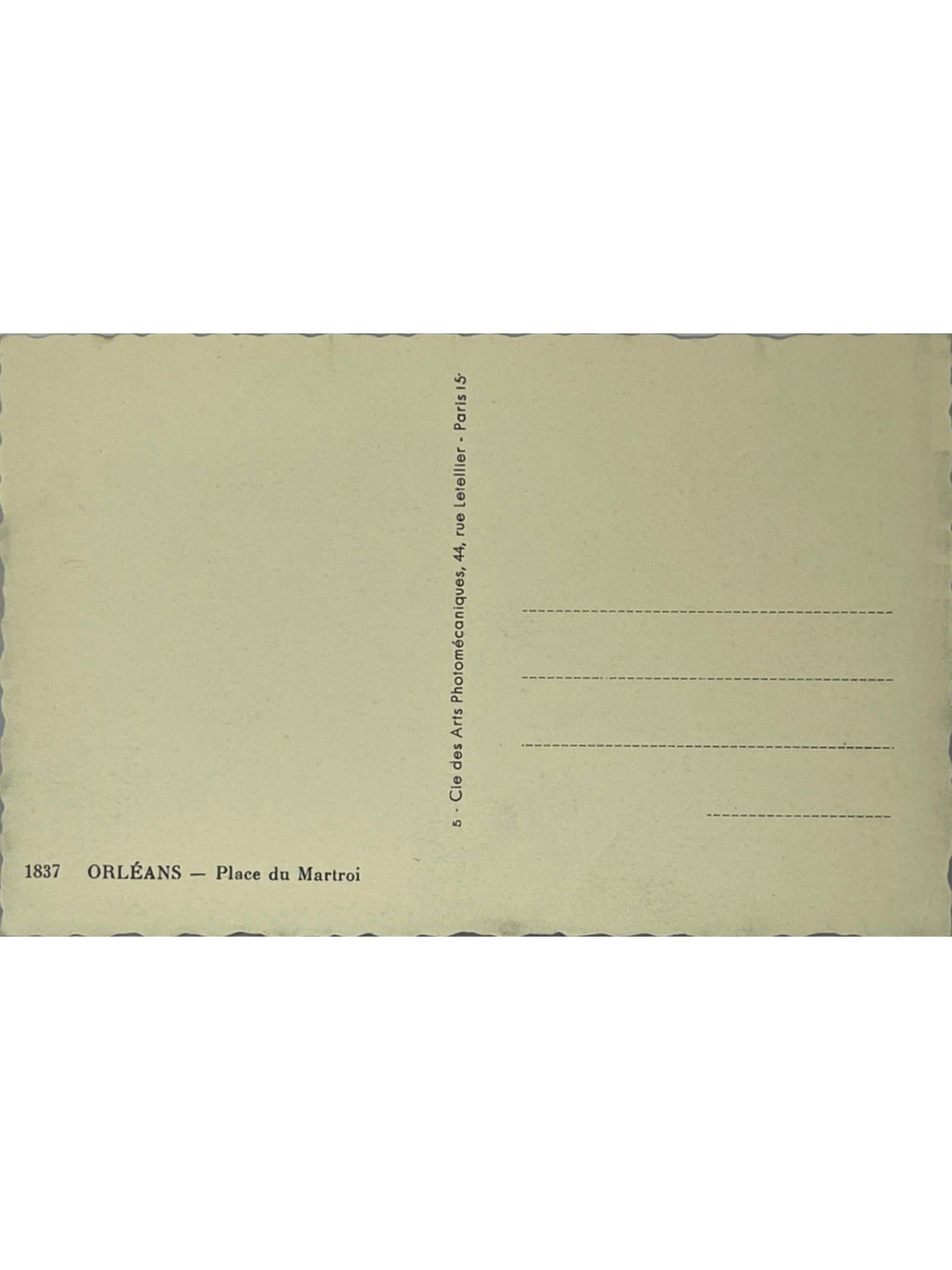 Verso de la carte postale