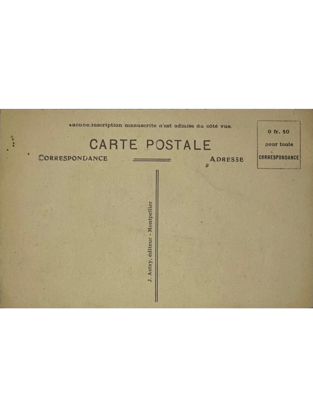 Verso de la carte postale