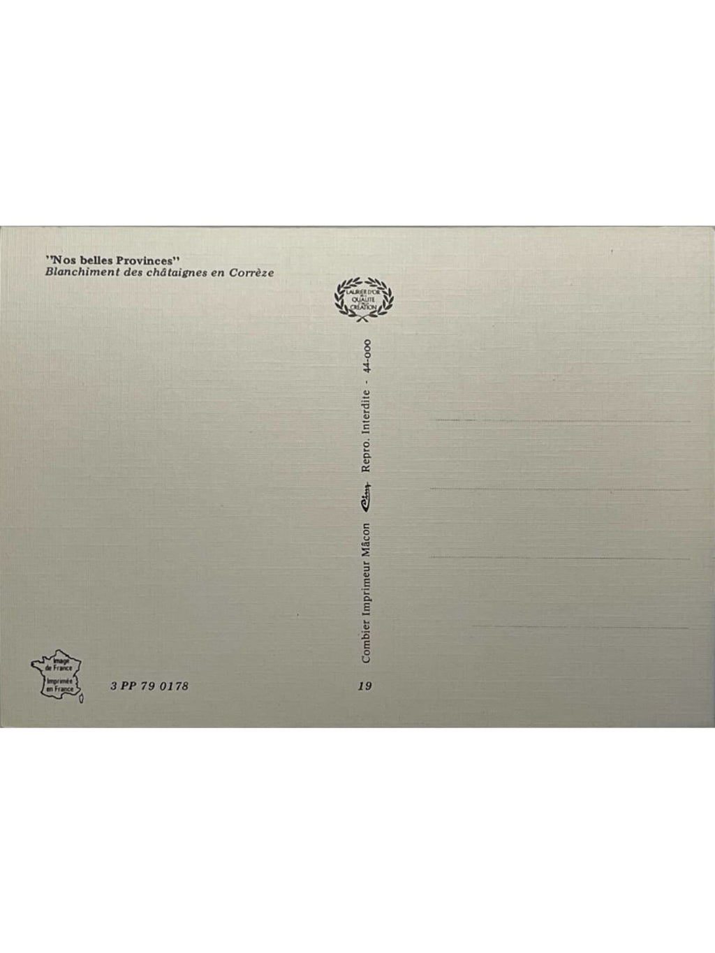 Verso de la carte postale