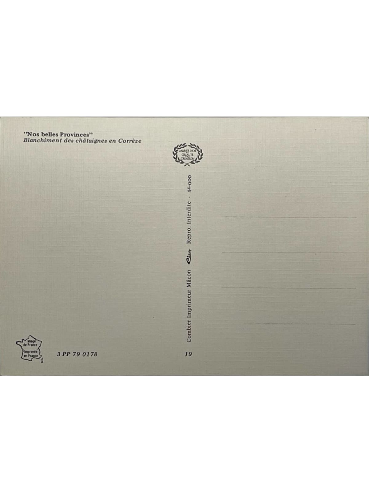 Verso de la carte postale