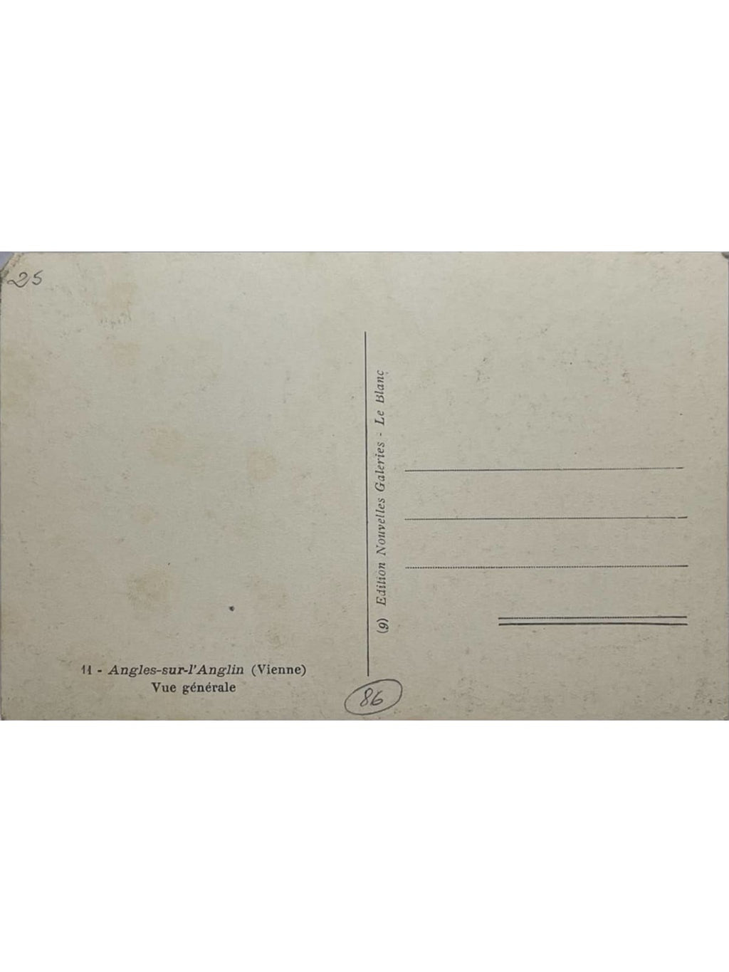 Verso de la carte postale