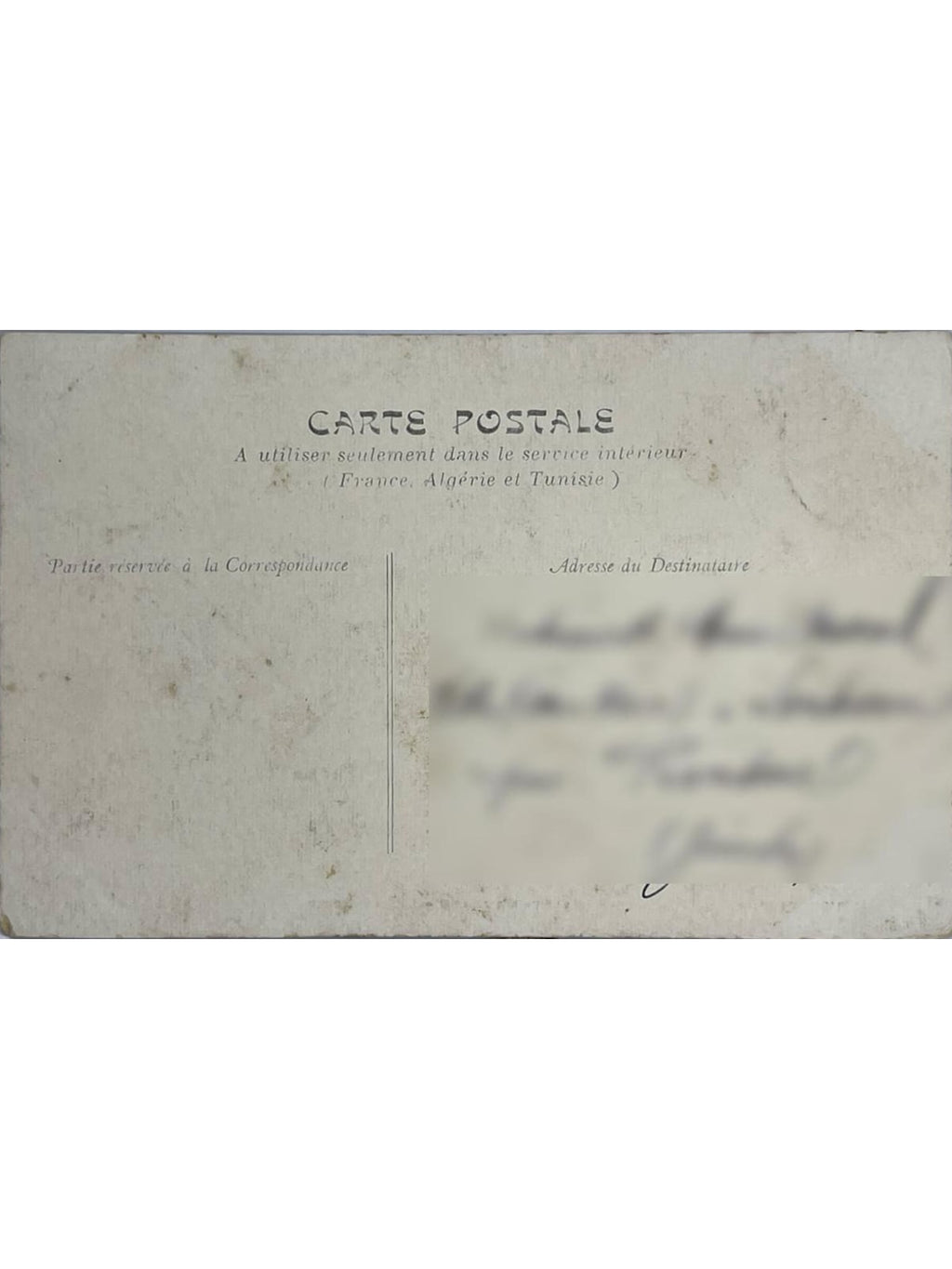 Verso de la carte postale