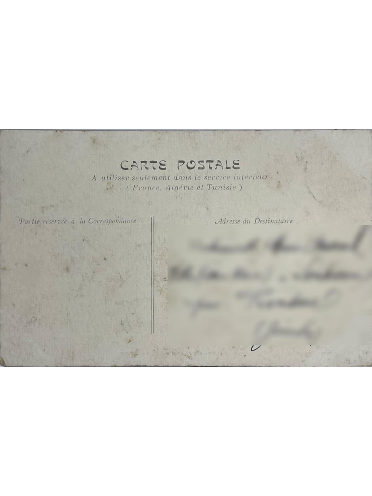 Verso de la carte postale