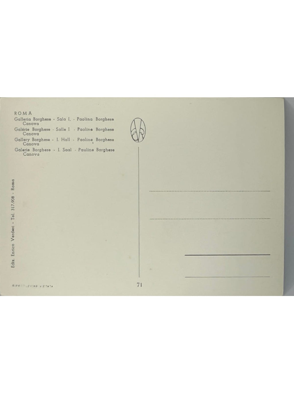 Verso de la carte postale