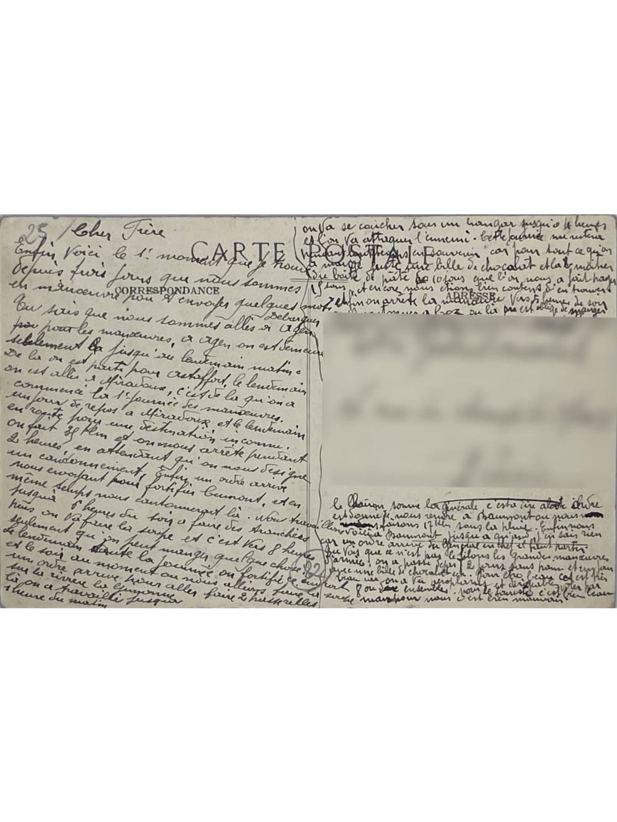 Verso de la carte postale