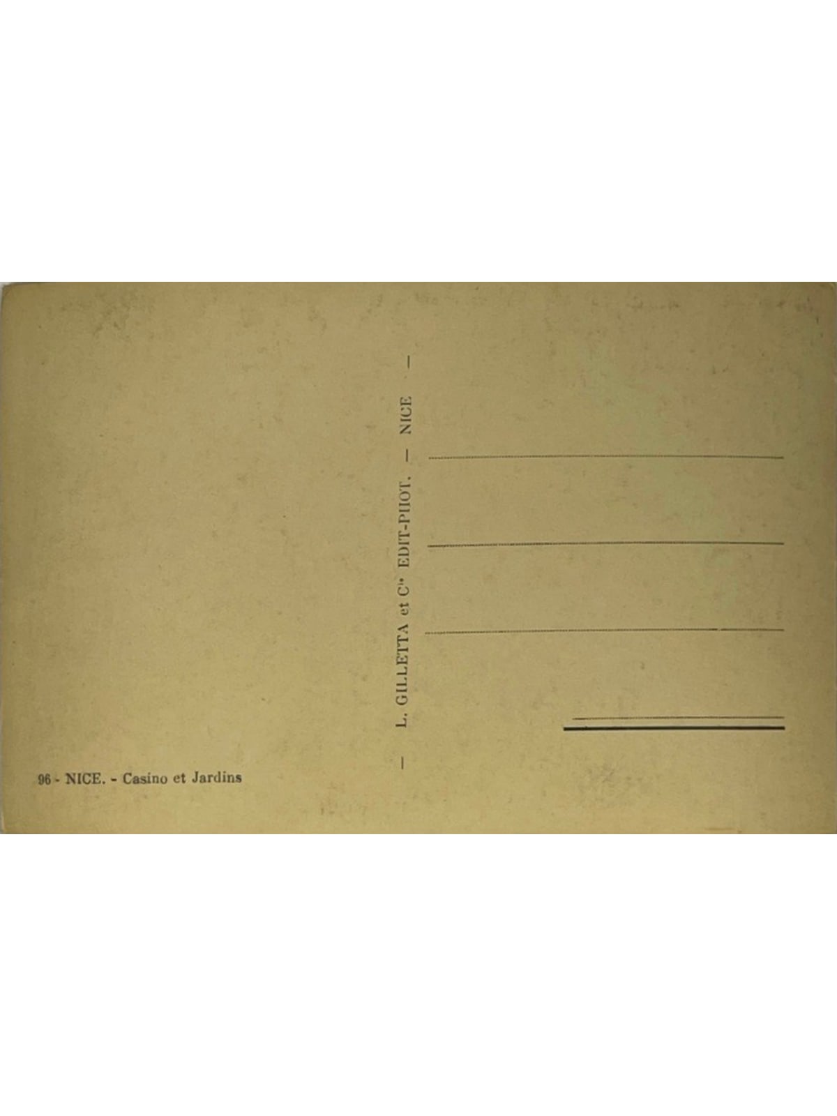 Verso de la carte postale