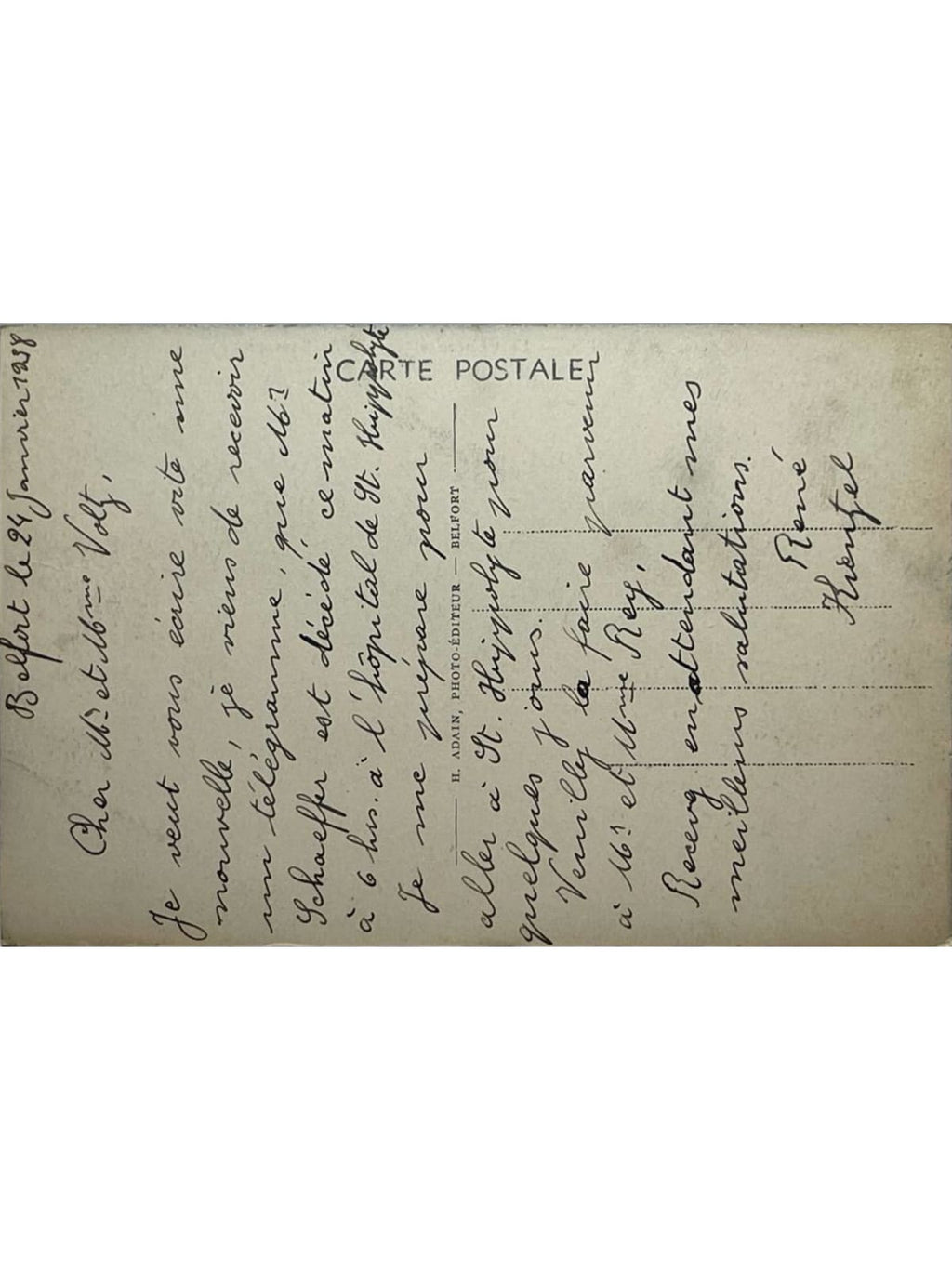 Verso de la carte postale