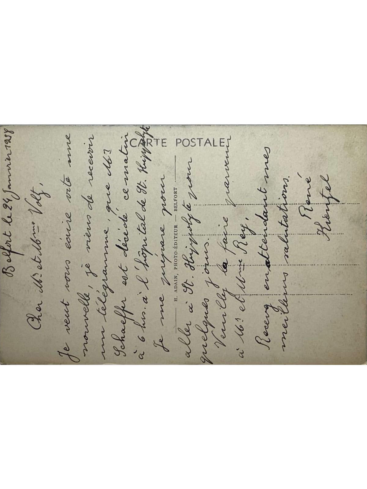 Verso de la carte postale
