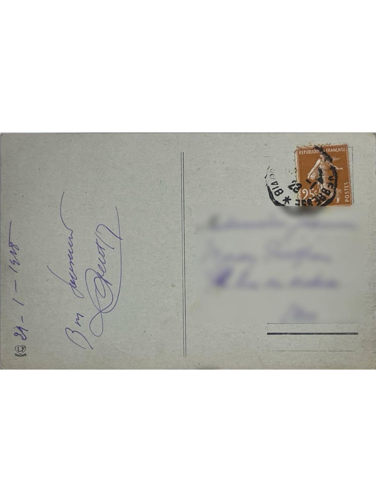Verso de la carte postale