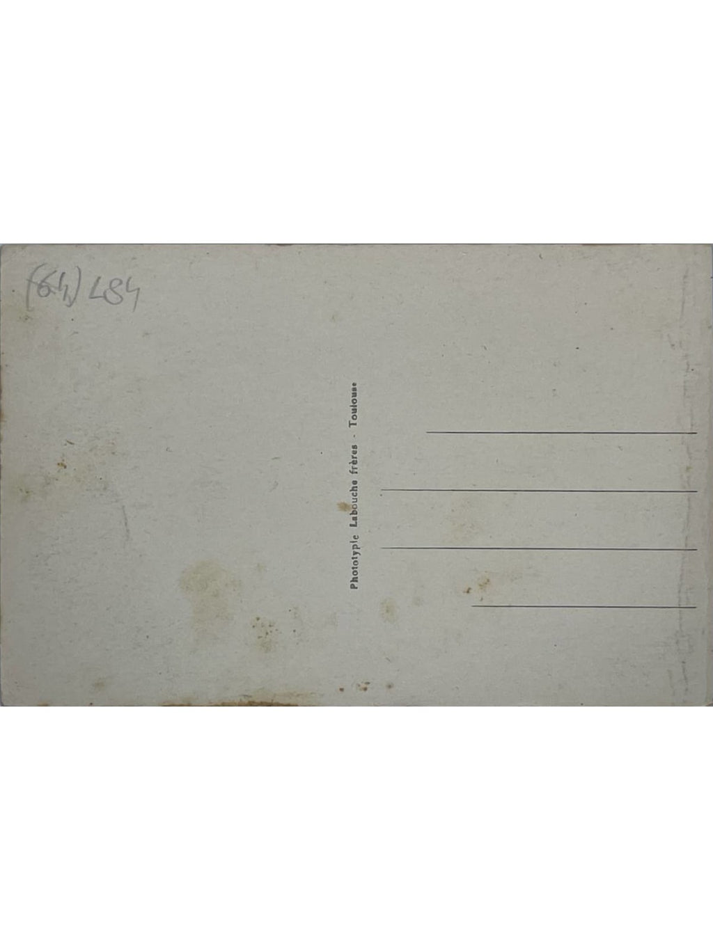 Verso de la carte postale