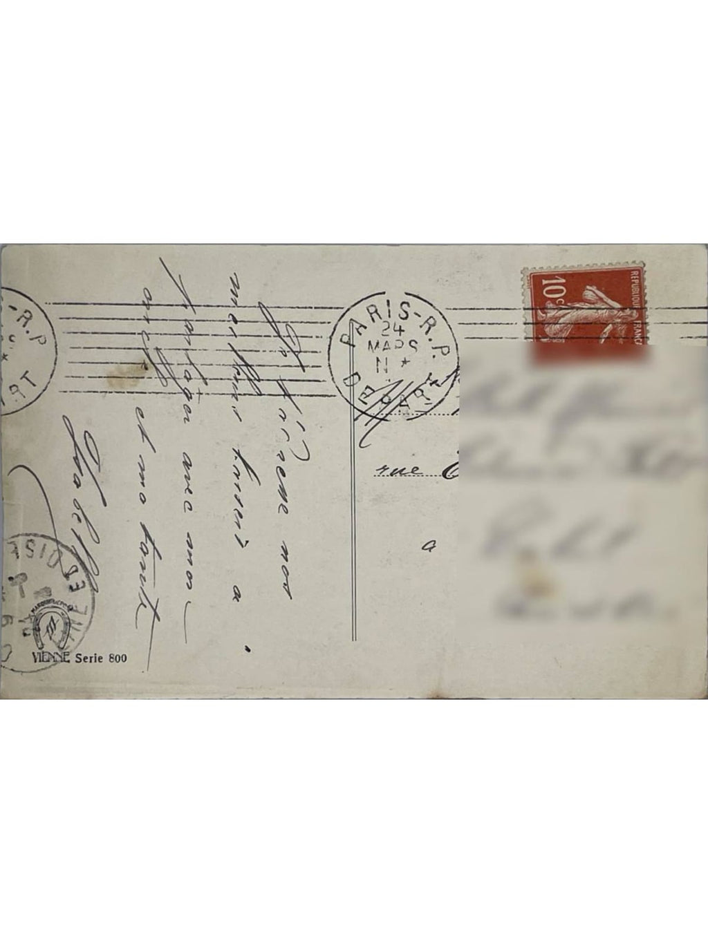 Verso de la carte postale