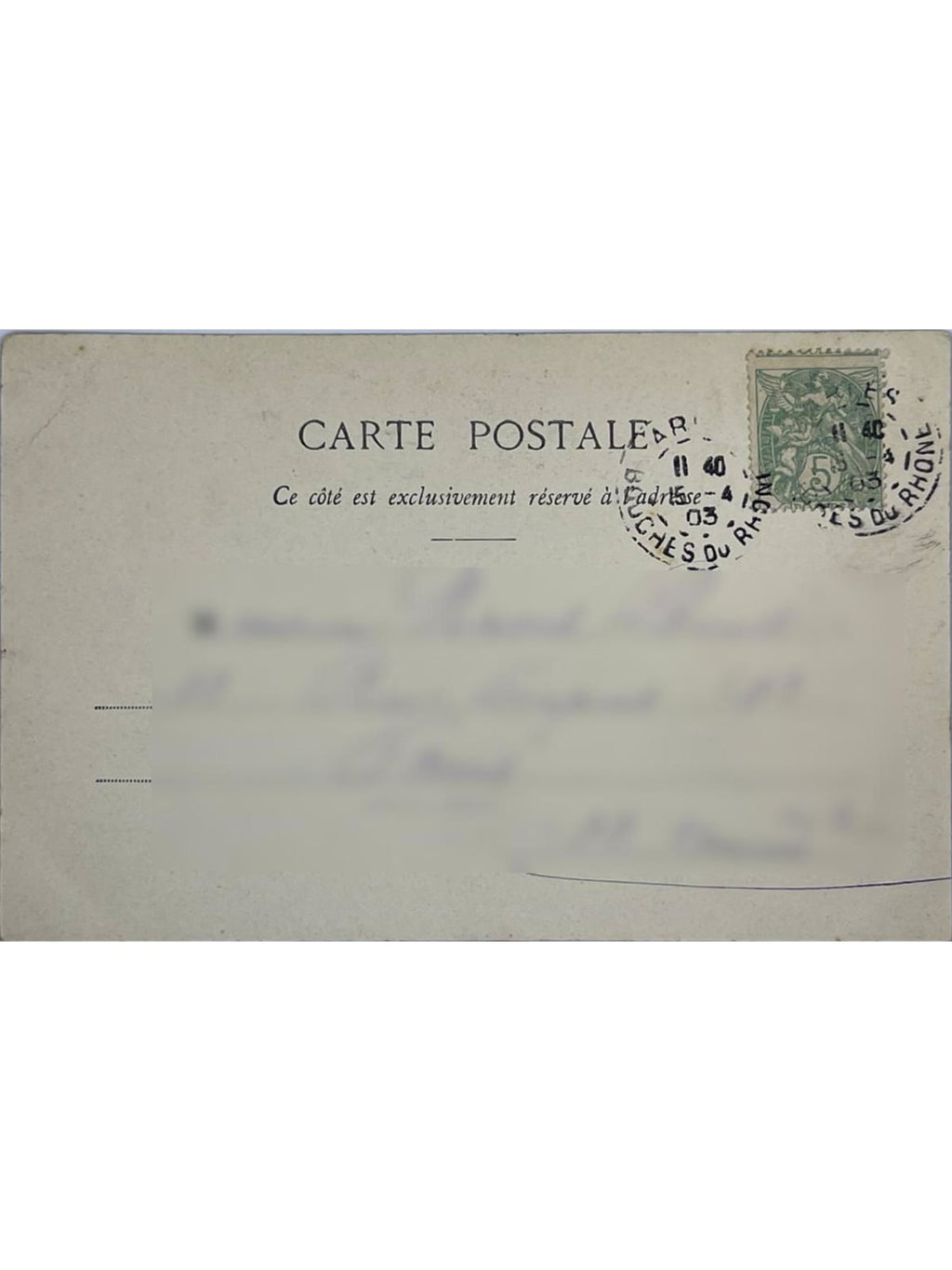 Verso de la carte postale
