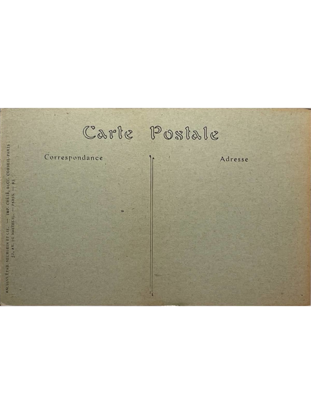 Verso de la carte postale