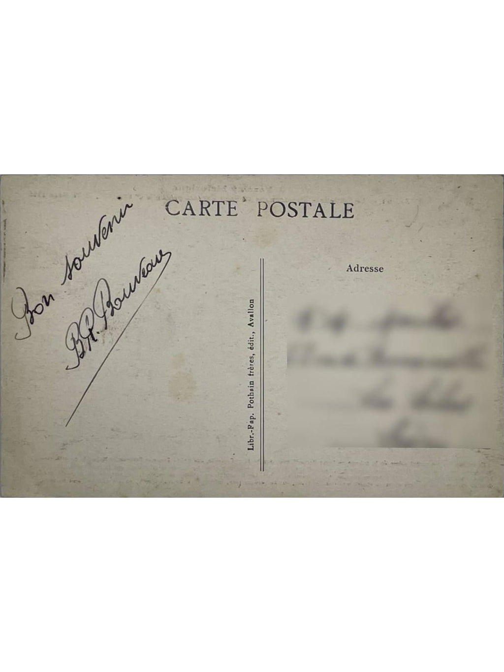 Verso de la carte postale