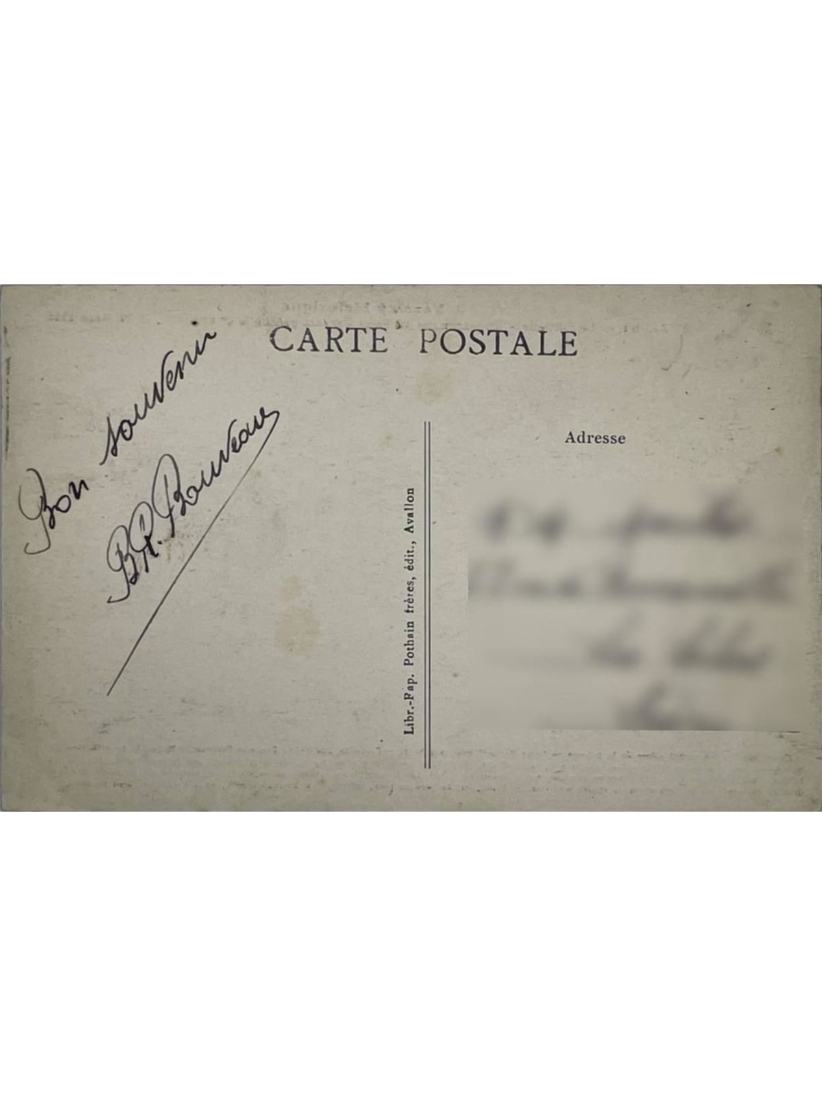 Verso de la carte postale