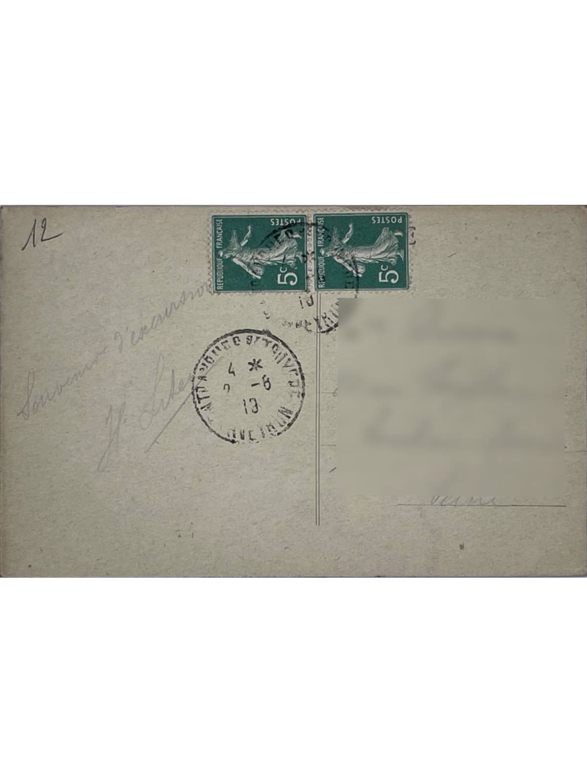 Verso de la carte postale