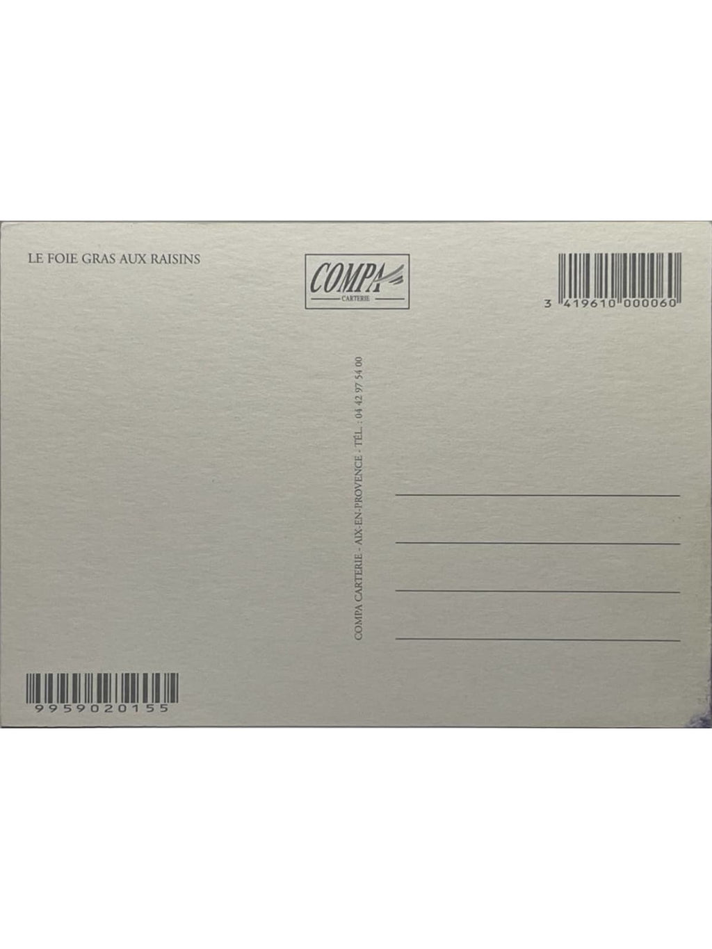 Verso de la carte postale