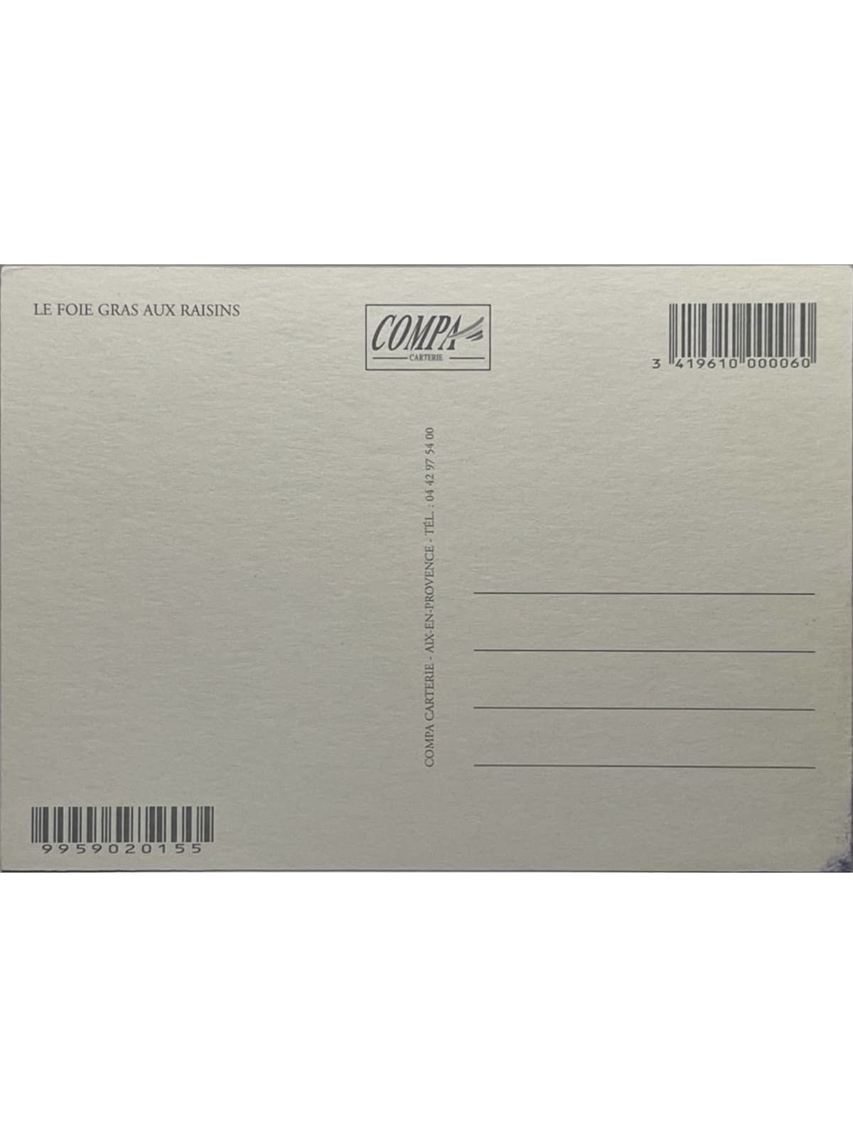 Verso de la carte postale