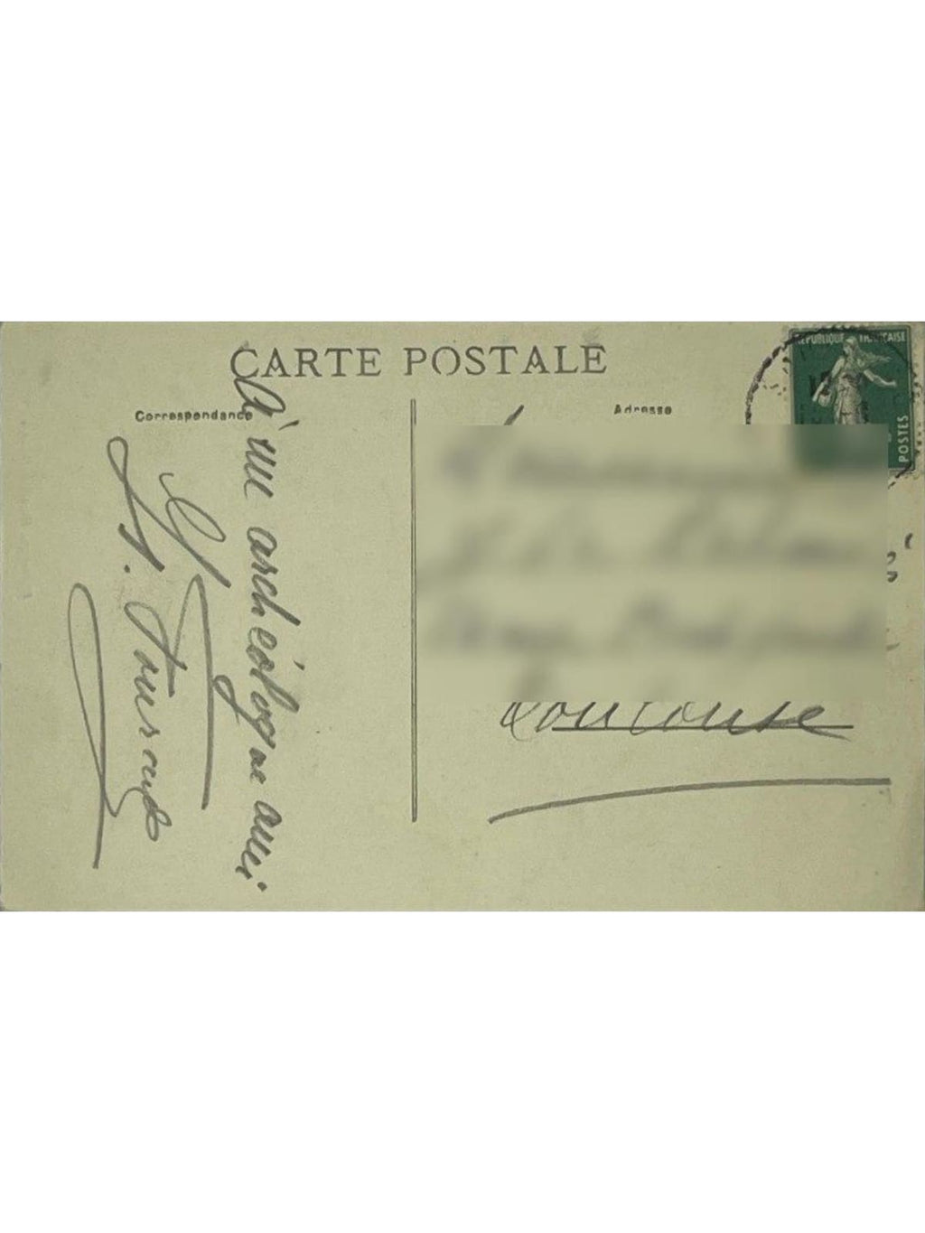 Verso de la carte postale