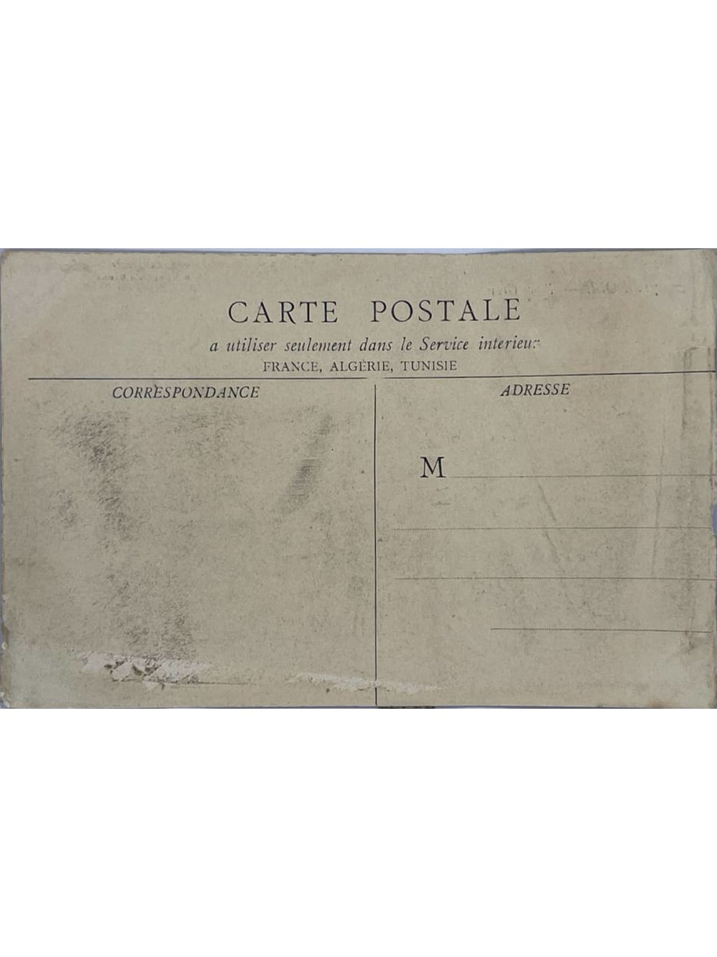Verso de la carte postale