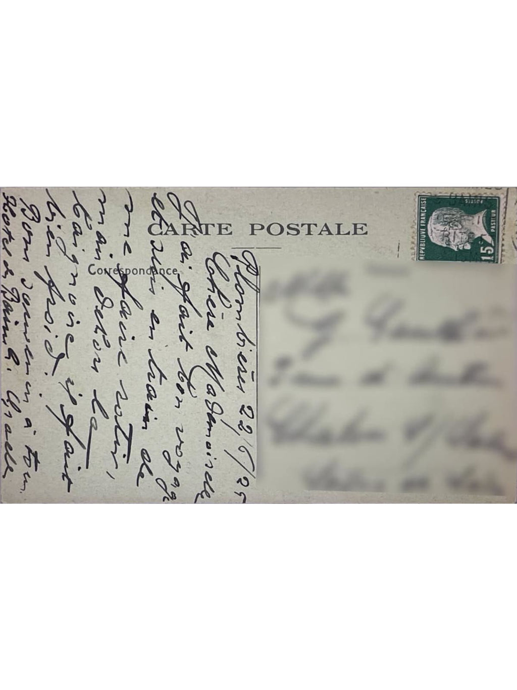 Verso de la carte postale
