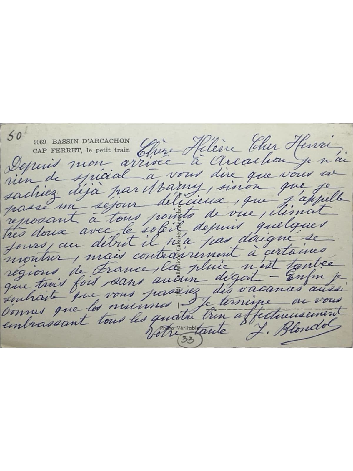 Verso de la carte postale