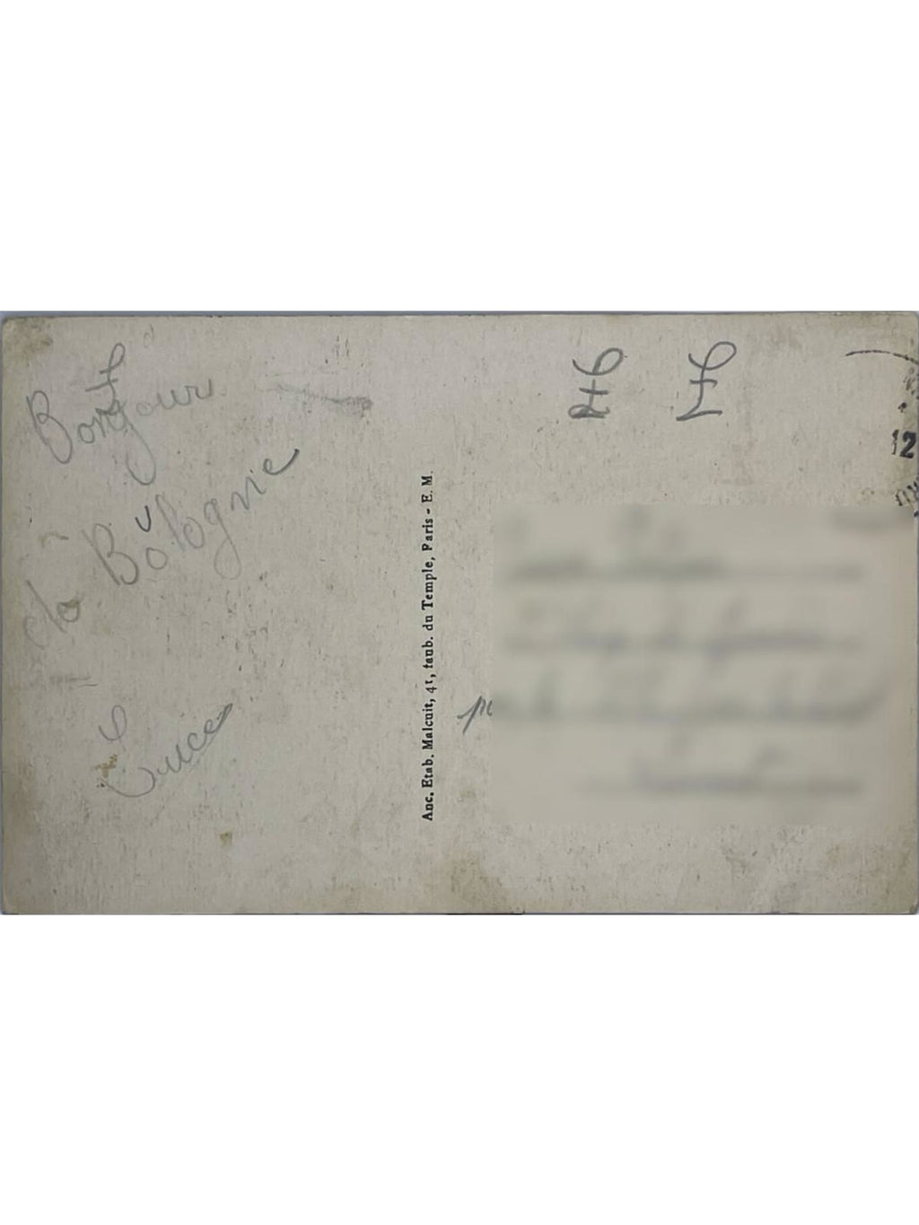 Verso de la carte postale