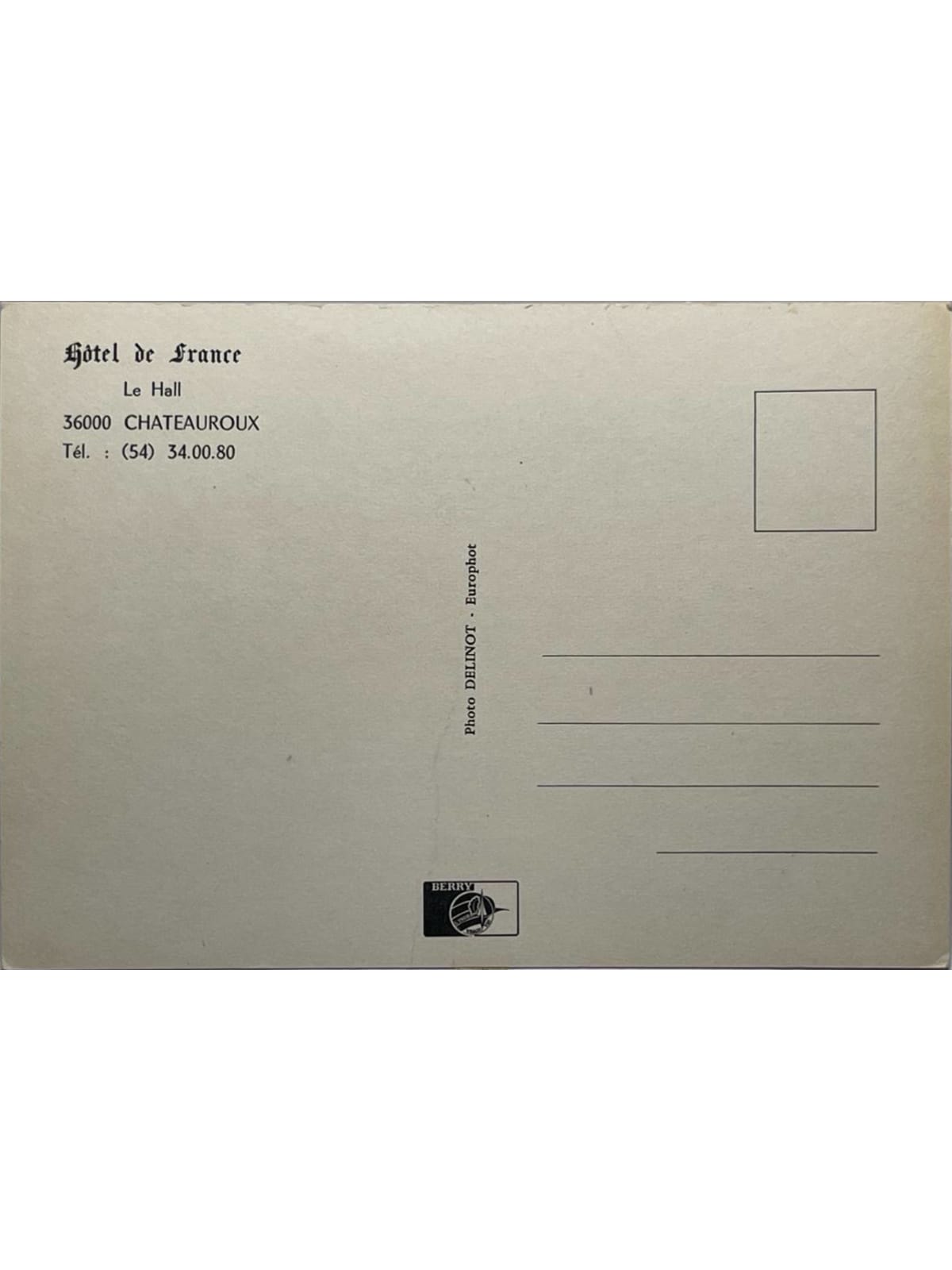 Verso de la carte postale