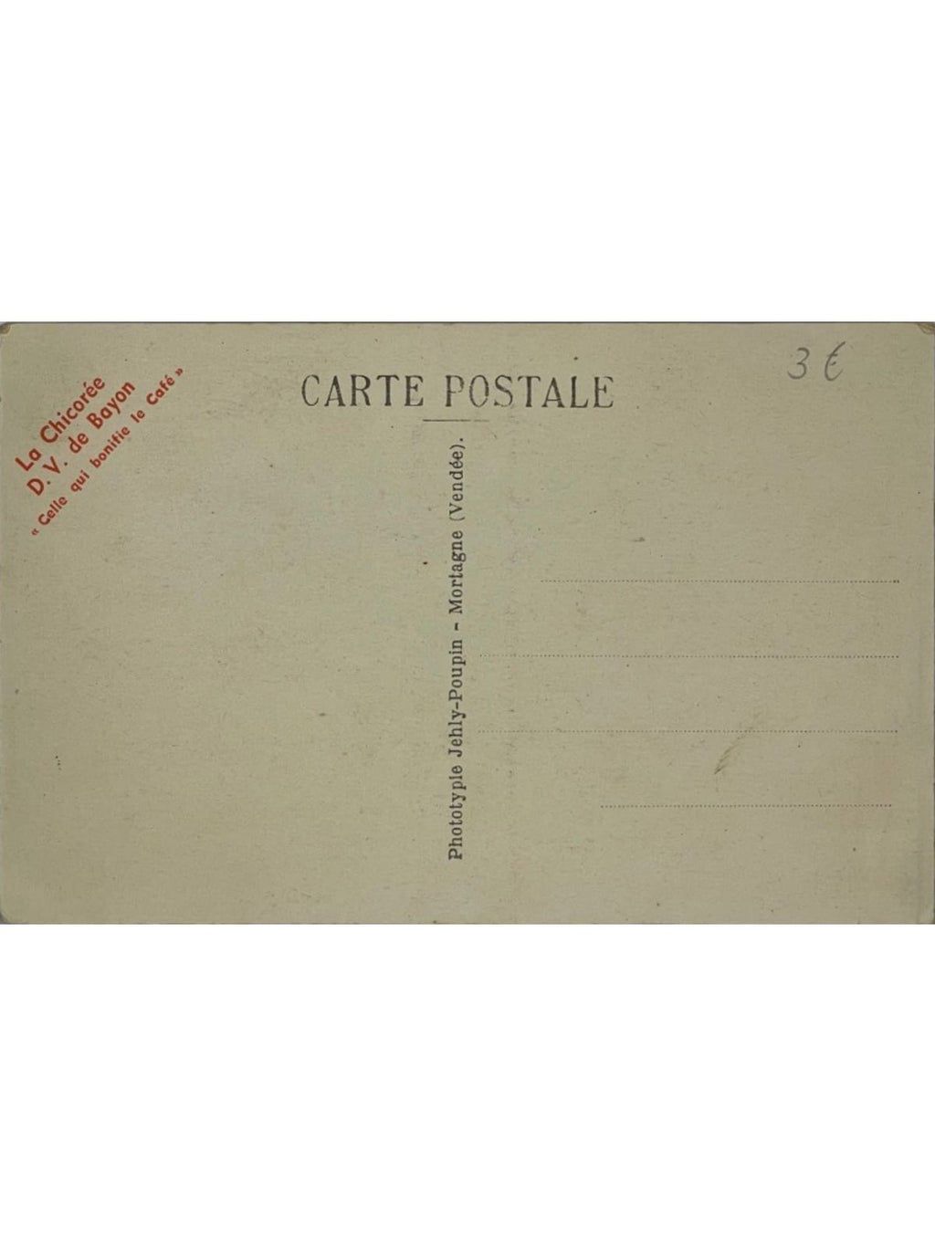Verso de la carte postale