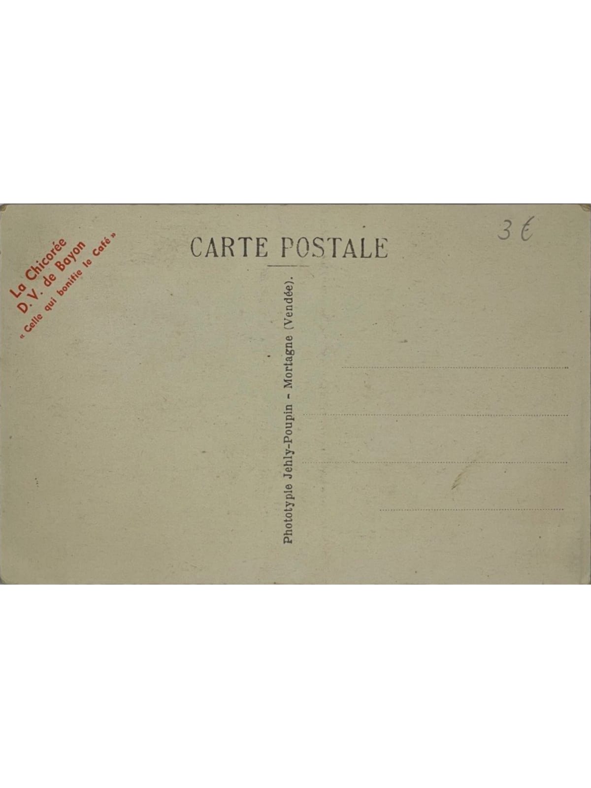 Verso de la carte postale