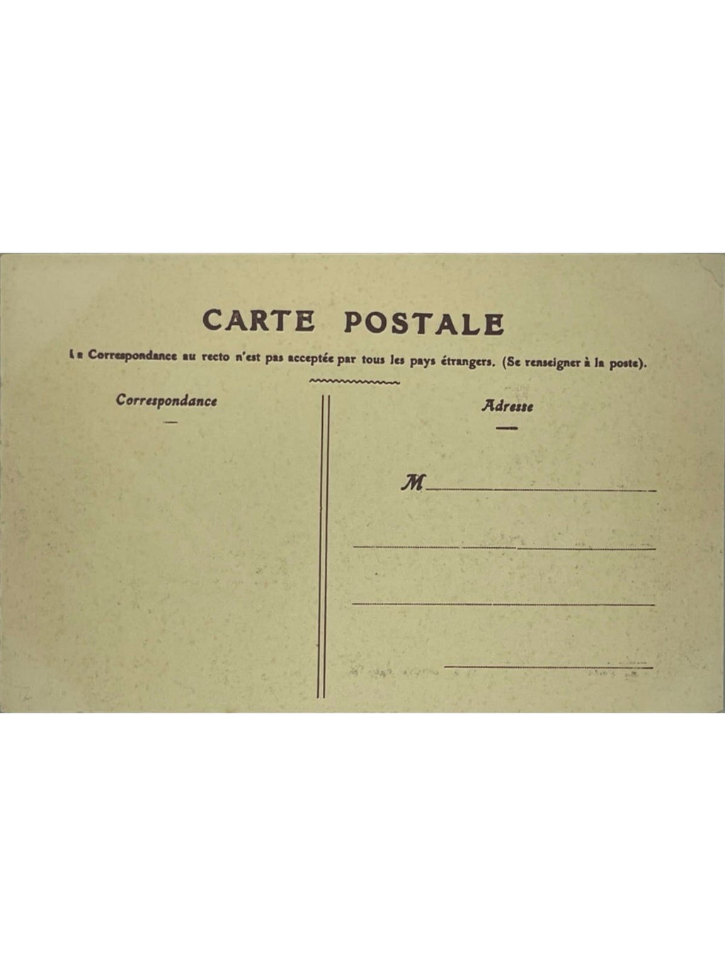 Verso de la carte postale