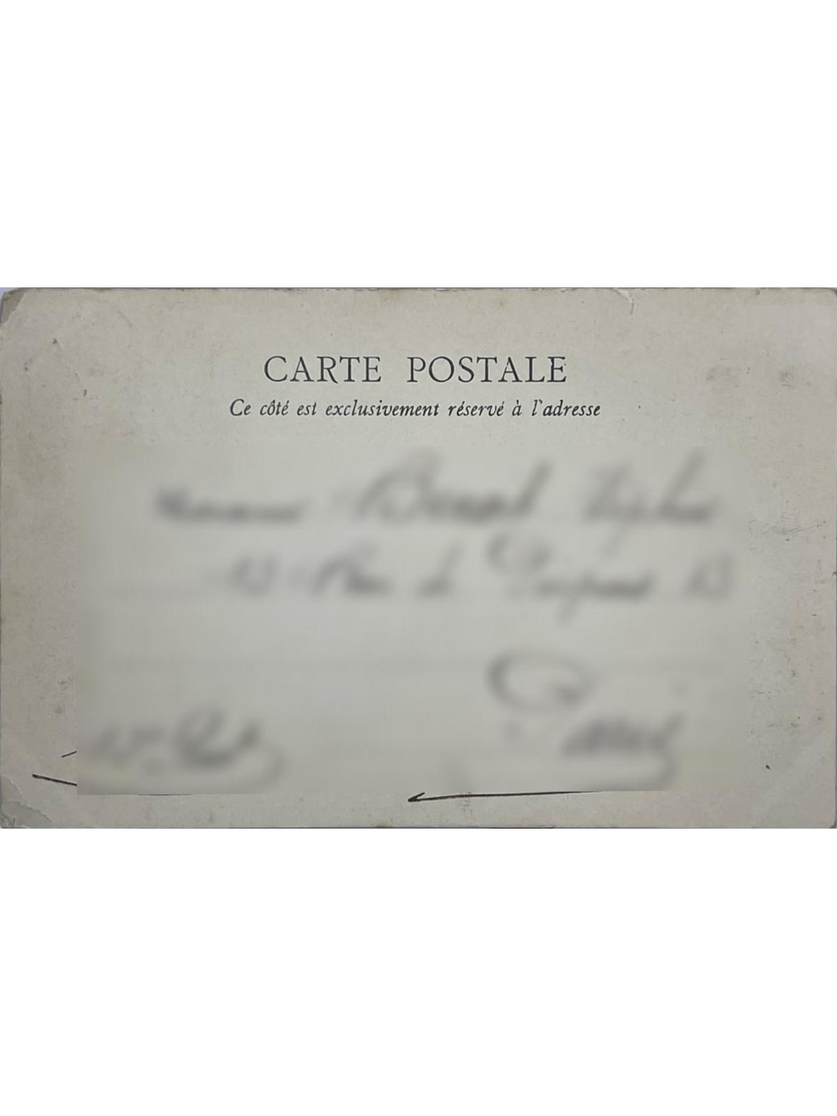 Verso de la carte postale